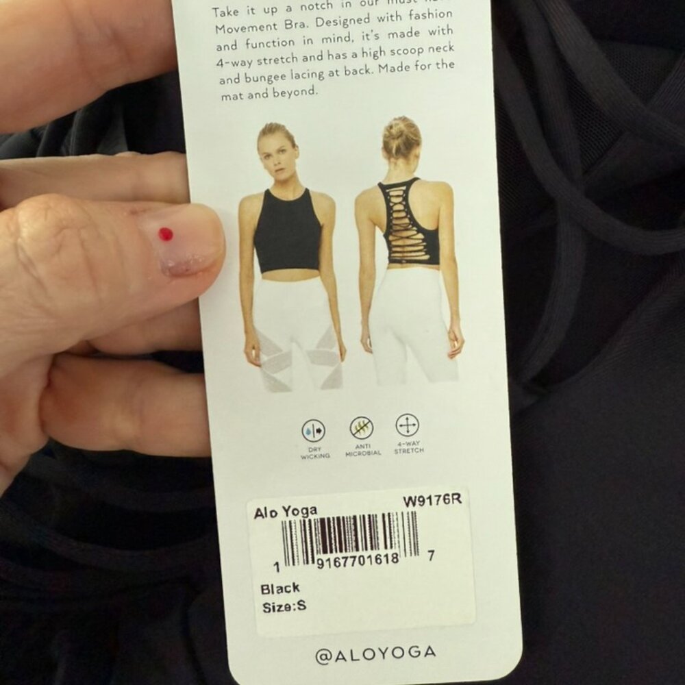 Alo Yoga black MOVEMENT BRA size S - Picture 3 of 7